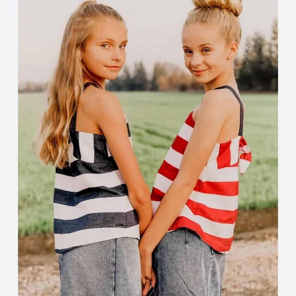 Habitual Girl -red & white striped patriotic Halter Top- NWT Girls Size 13